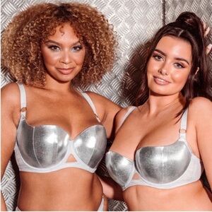 Curvy Kate  Lift Off Padded Balcony Bra Silver Grey size US 30DDD 30F NWT!